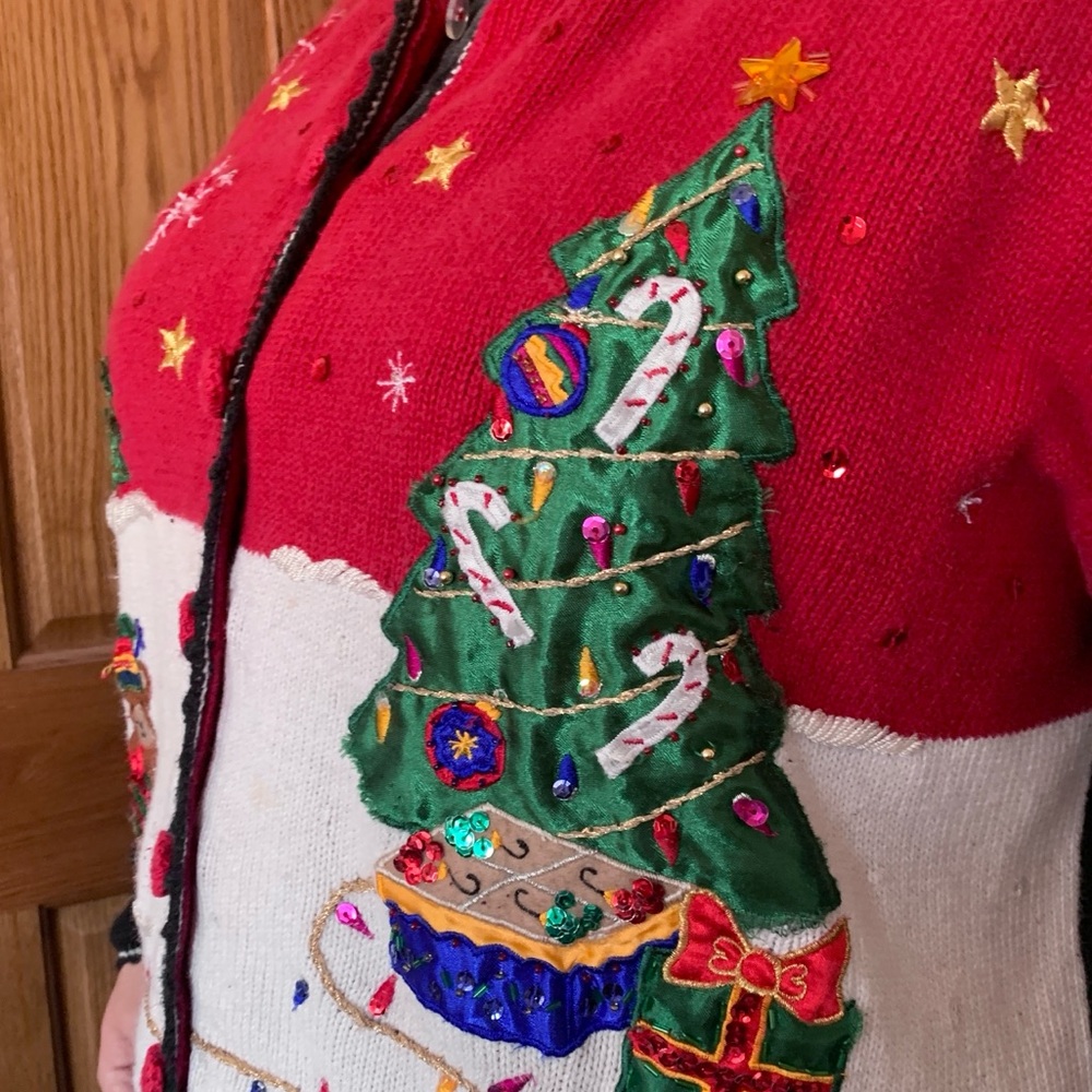 Nutcracker Vintage Ugly Christmas Holiday Sweater Teddy Bears Tree Sequins 2X-3X - Picture 7 of 16